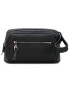 Salvatore Ferragamo Zip Top Clutch Bag, Men's, Black, Calf Leather