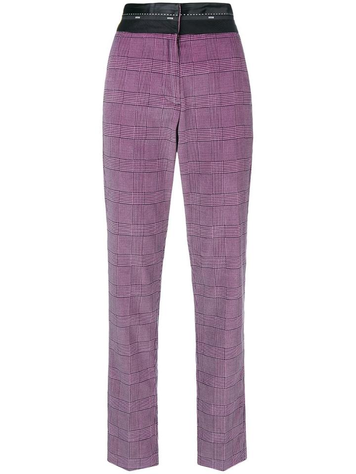Msgm High-waist Checked Trousers - Pink