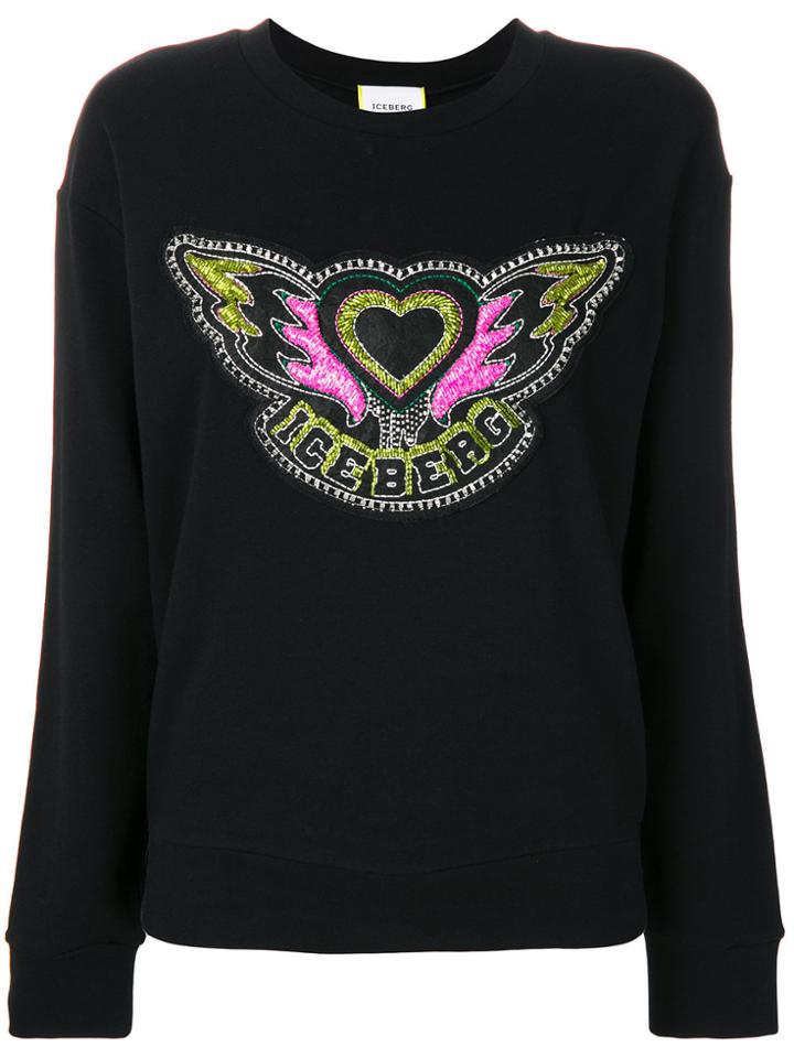 Iceberg Heart And Wings Sweater - Black