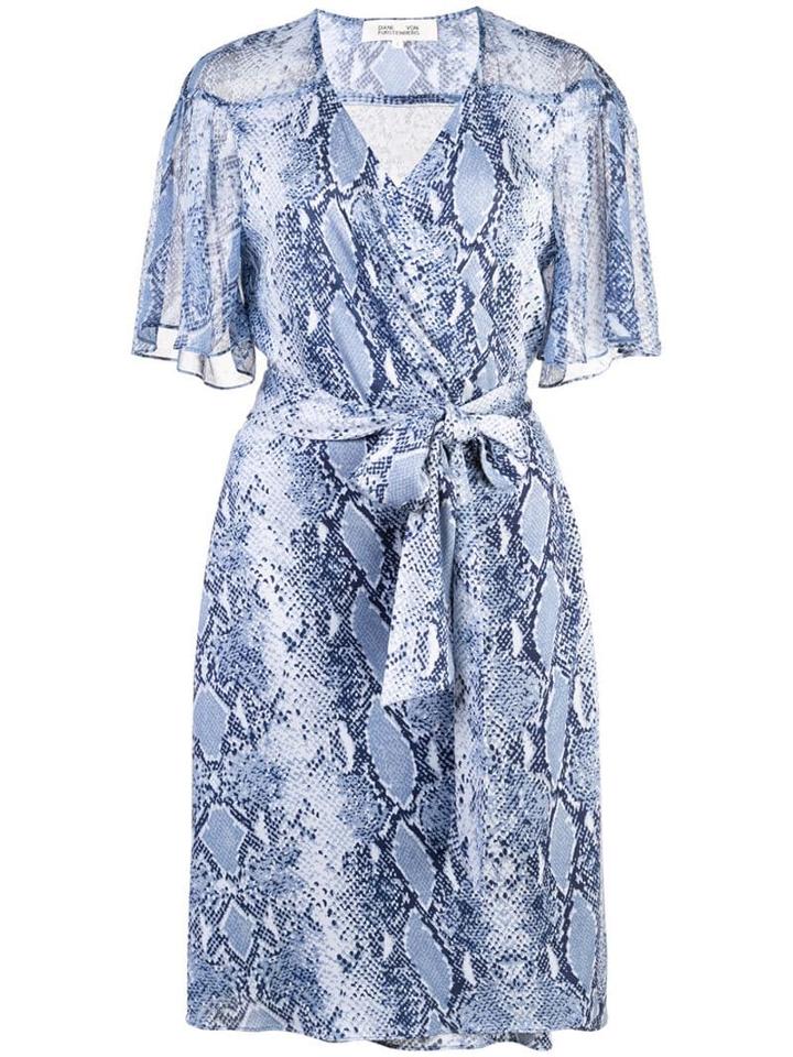 Diane Von Furstenberg Snakeskin-print Wrap Dress - Blue