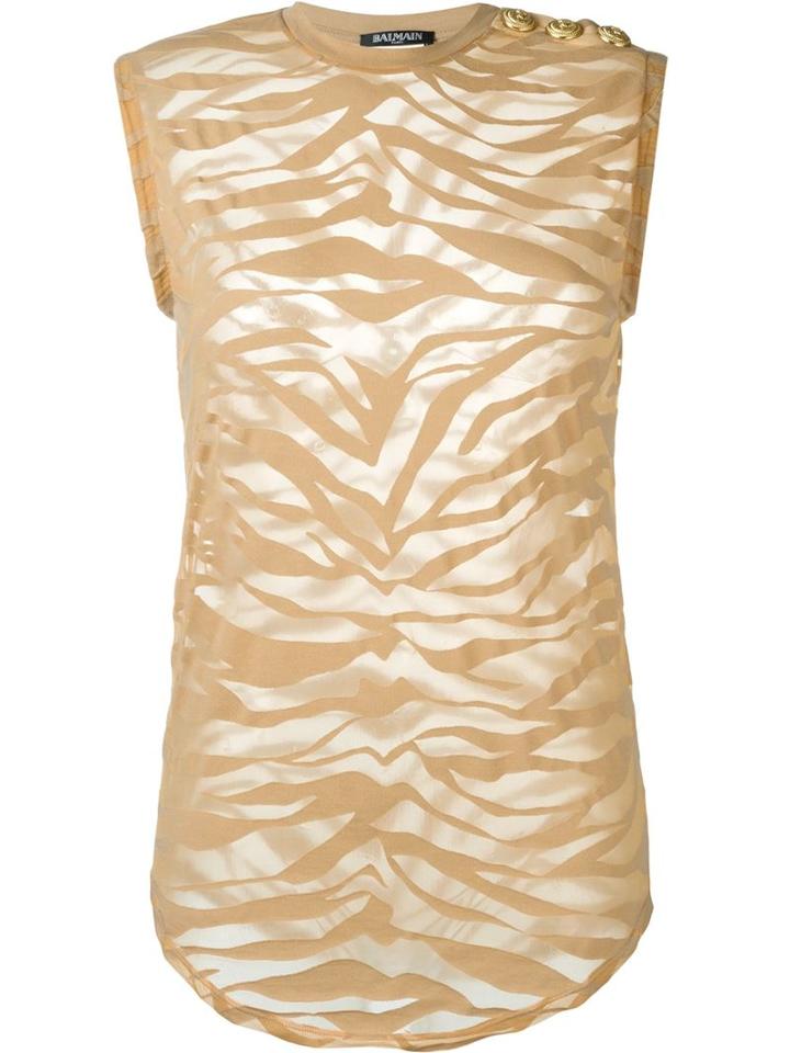 Balmain Sheer Zebra Tank Top