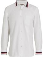 Burberry Knitted Detail Cotton Oxford Shirt - White