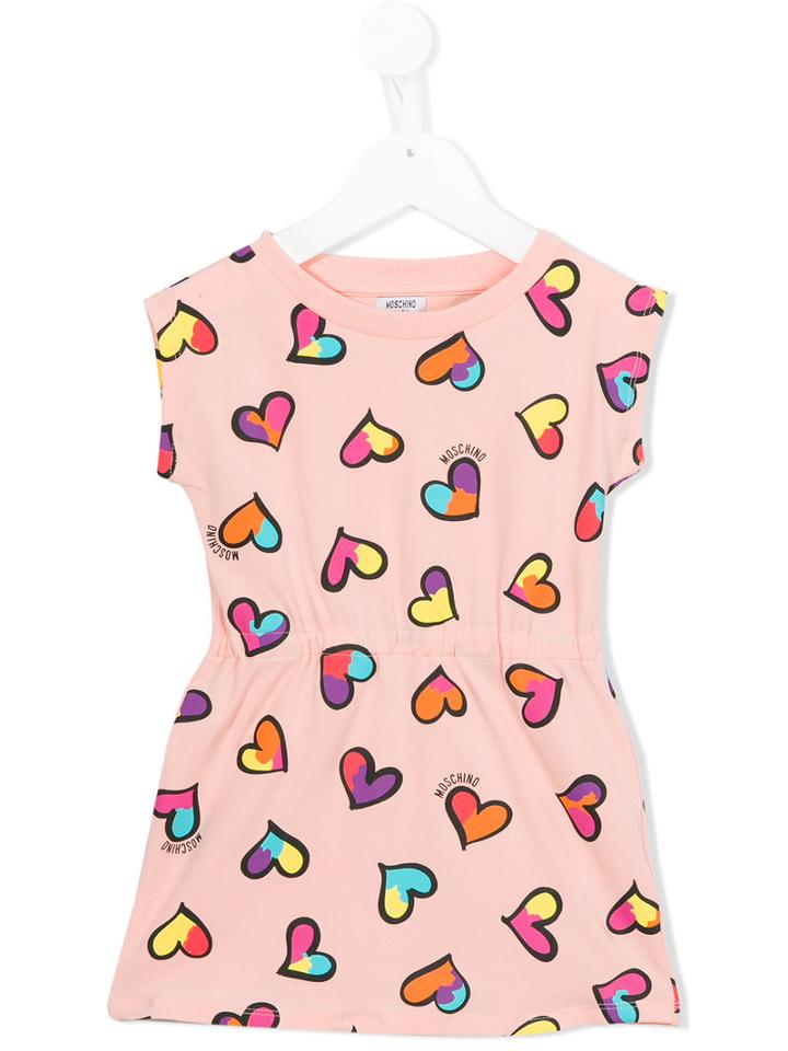 Moschino Kids - Heart Print Dress - Kids - Cotton/spandex/elastane - 2 Yrs, Pink/purple