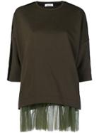 P.a.r.o.s.h. Tulle Hem Oversized Top - Green