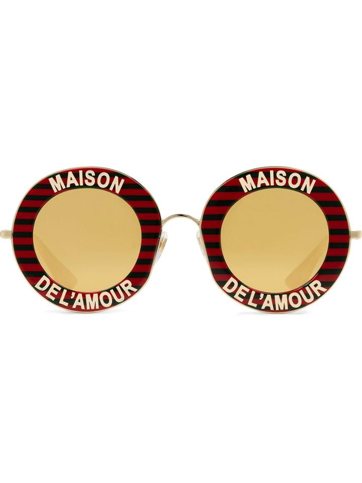 Gucci Eyewear Round Acetate Sunglasses - Red