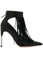 Alexander Mcqueen Pin Heel Fringe Pumps - Black