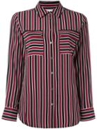 Equipment Striped Pocket Shirt, Women's, Size: Xs, Red, Silk