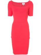 Milly Square Neck Fitted Dress - Red
