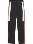 Burberry Stripe Detail Wool Tailored Trousers - Black
