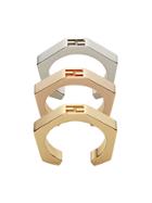 Fendi Set Of Three Baguette Rings - Metallic