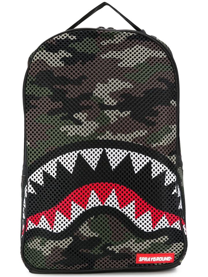 Sprayground Camouflage Shark Backpack - Green