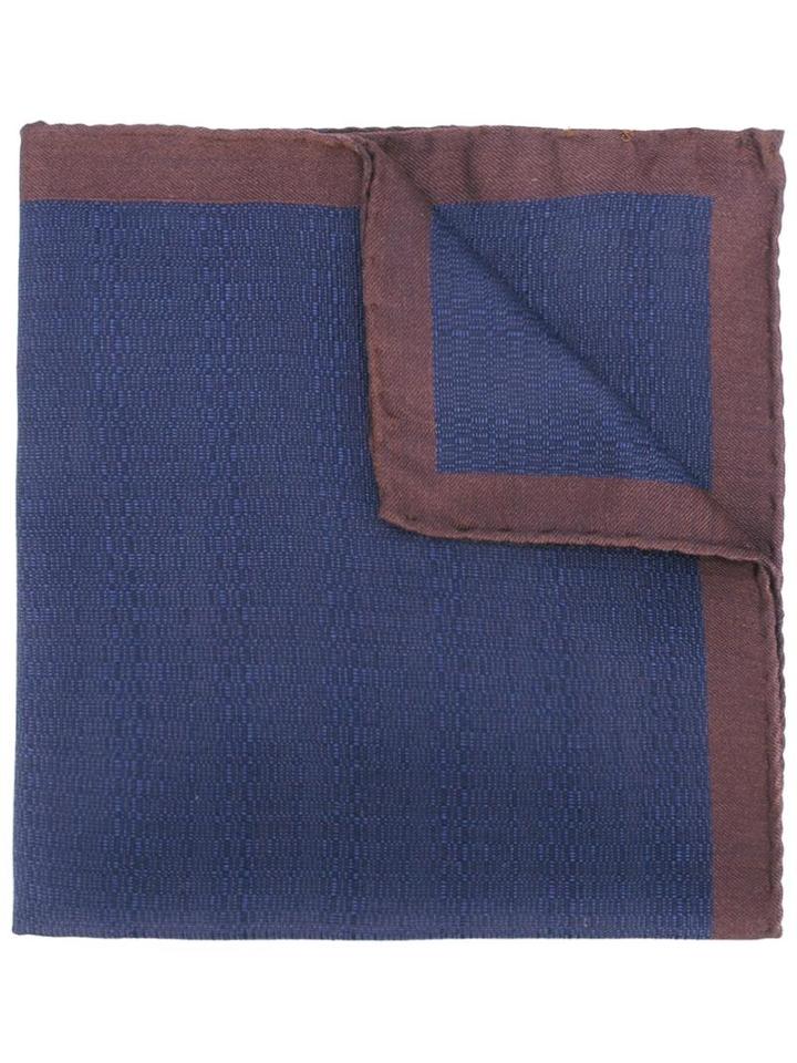Fashion Clinic Stitched Effect Pocket Square, Men's, Blue, Silk