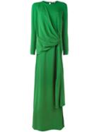 Lanvin Draped Long Dress, Women's, Size: 38, Green, Viscose/spandex/elastane