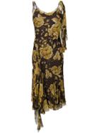 Christian Dior Pre-owned Floral Print Bias-cut Dress - Brown