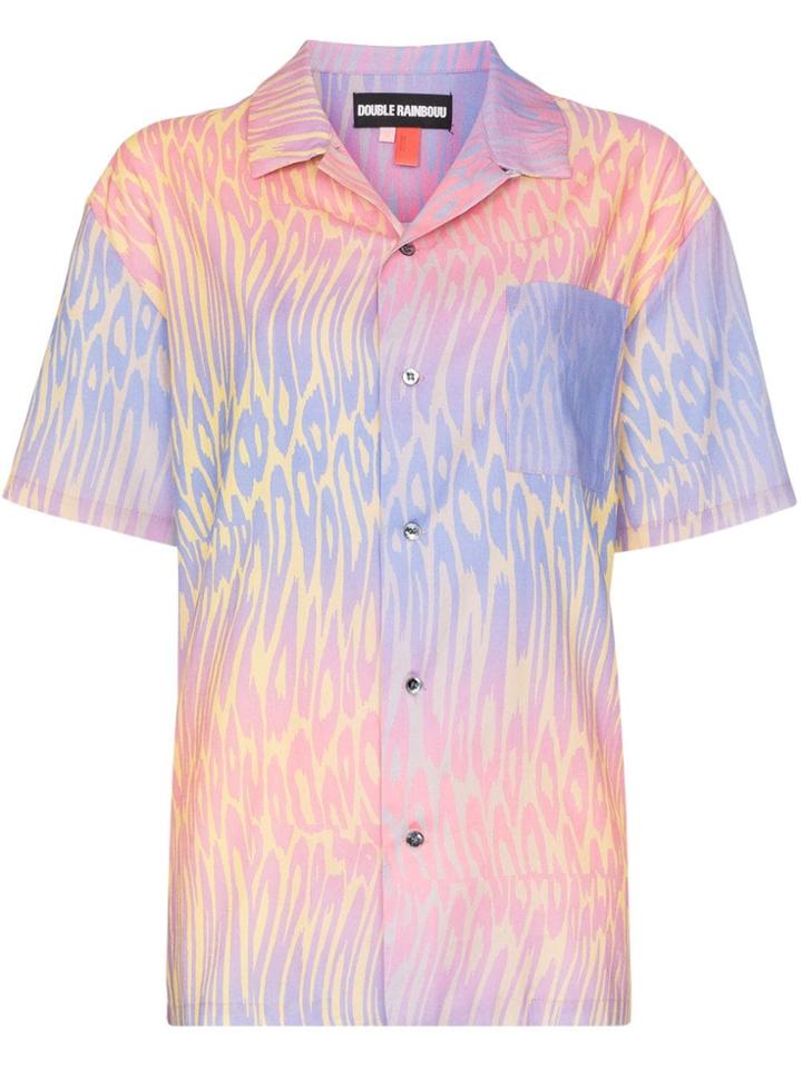 Double Rainbouu Hawaiian Print Cotton Shirt - Pink