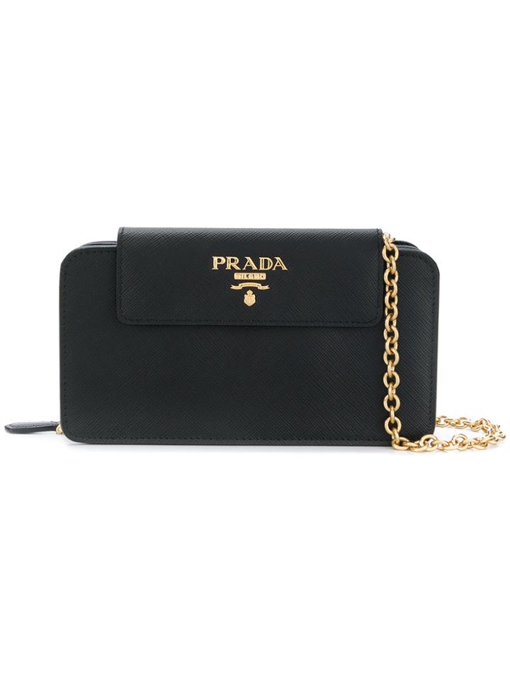 Prada Saffiano Zipped Clutch - Black