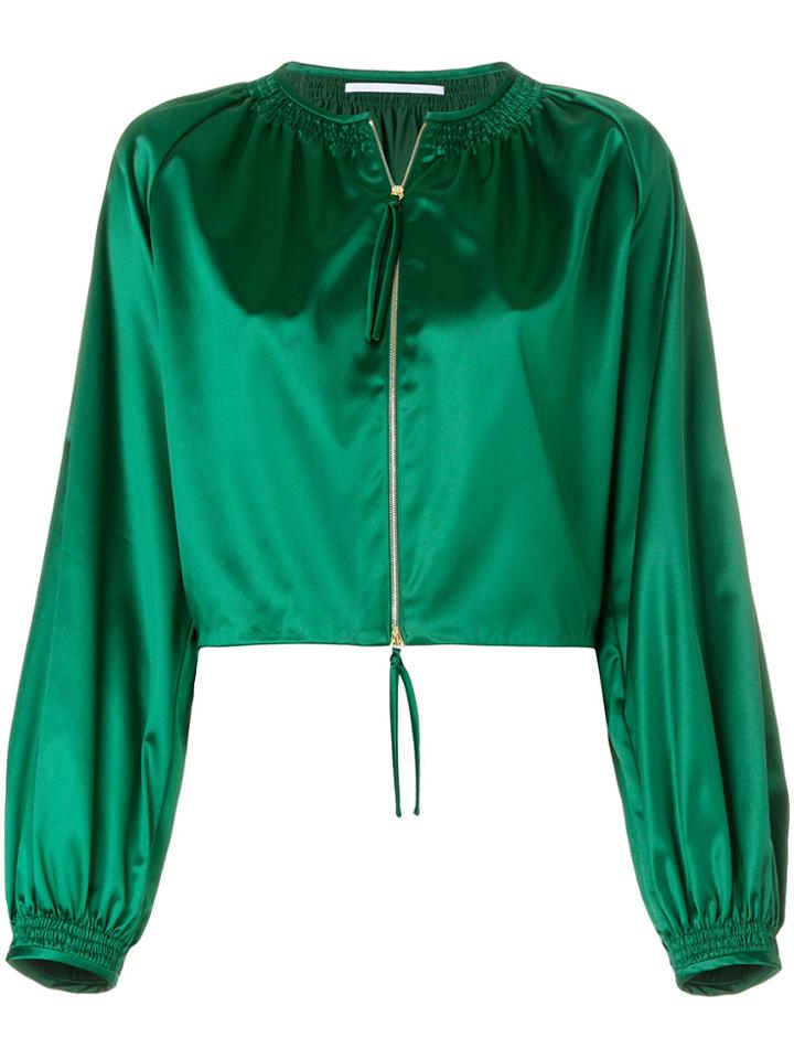 Rosetta Getty Cropped Bell Sleeve Bomber Jacket - Green