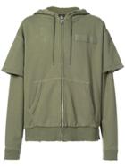 R13 Layered Sleeve Zip Hoodie - Green