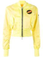 Unravel Project - Cropped Bomber Jacket - Women - Cotton/polyamide/polyurethane - 38, Yellow/orange, Cotton/polyamide/polyurethane