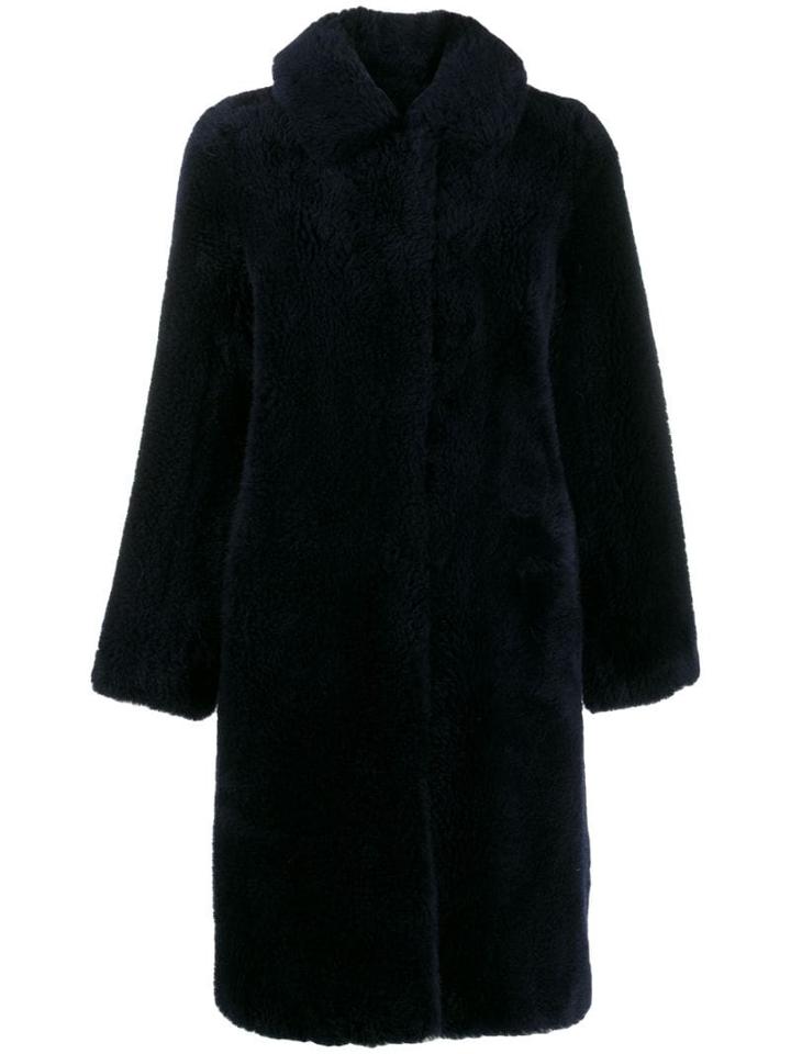 Yves Salomon Meteo Teddy Bear Coat - Blue