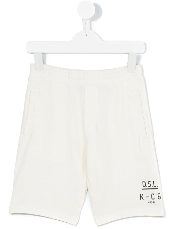 Diesel Kids - Logo Stamp Track Shorts - Kids - Cotton - 8 Yrs, White
