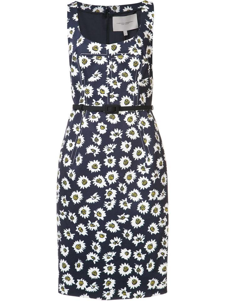 Carolina Herrera Floral Fitted Dress - Blue