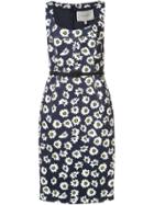 Carolina Herrera Floral Fitted Dress - Blue