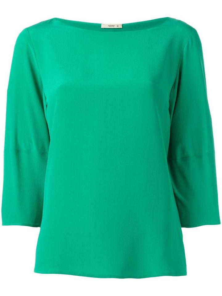 Etro Plain Blouse, Women's, Size: 48, Green, Silk
