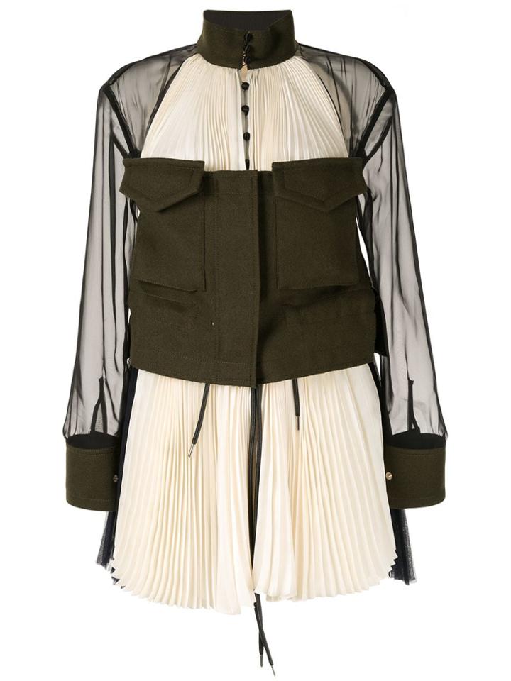 Sacai Pleated Bustier Blouse - Neutrals