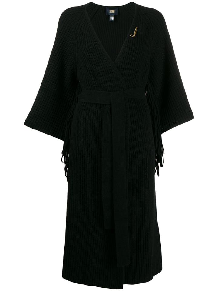 Cavalli Class Fringe-trimmed Long Cardigan - Black