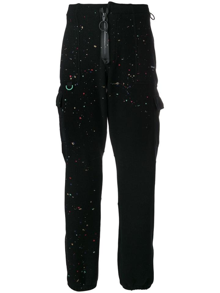 Off-white Paint Splatter-effect Track Pants - Black