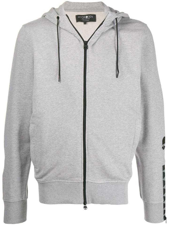 Hydrogen Hooded Logo Print Jacket - Grey