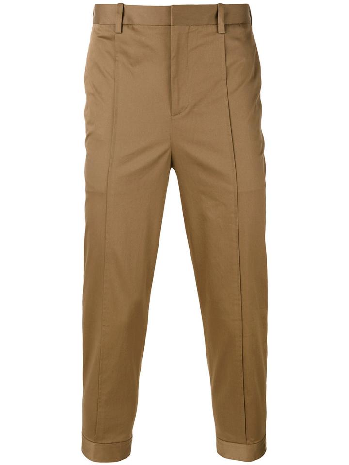 Neil Barrett - Cropped Trousers - Men - Cotton/spandex/elastane - 48, Brown, Cotton/spandex/elastane