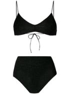 Oseree Metallic Thread Bikini - Black
