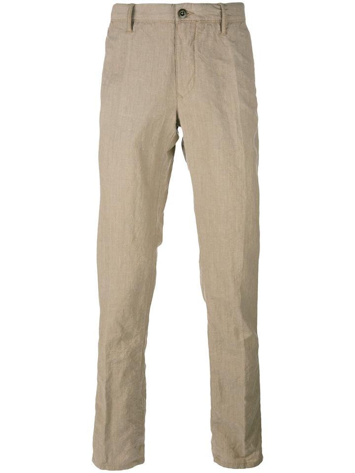 Incotex - Wrinkled Slim Trousers - Men - Linen/flax/wool - 31, Nude/neutrals, Linen/flax/wool