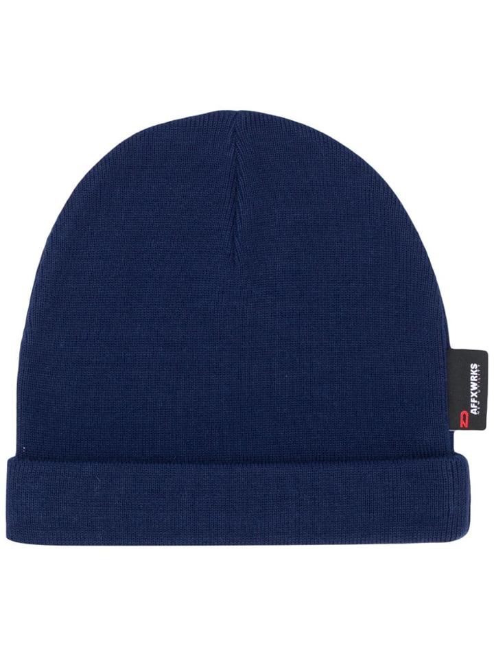 Affix Ribbed Knit Beanie Hat - Blue