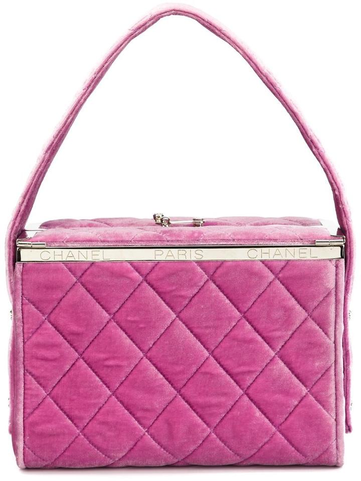 Chanel Vintage Quilted Velvet Box Clutch, Women's, Pink/purple