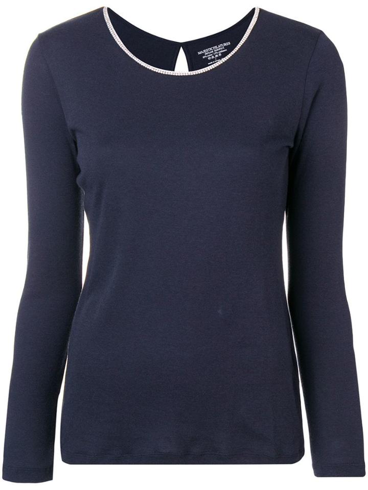 Majestic Filatures Rhinestone Trim Top - Blue