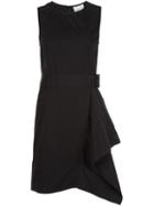 3.1 Phillip Lim Side Draped Dress, Women's, Size: 2, Black, Cotton/viscose