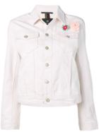 Ps Paul Smith Flower Appliqué Denim Jacket - White