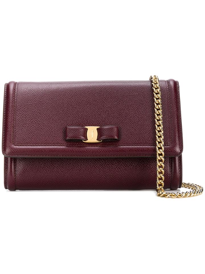 Salvatore Ferragamo Vara Chain Wallet - Red
