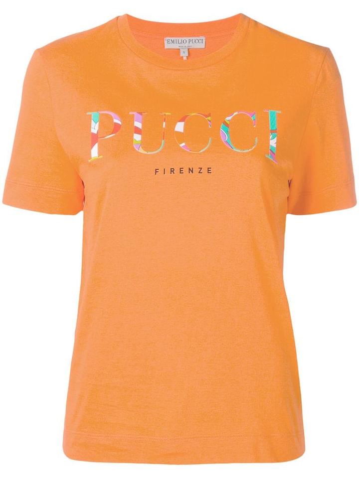 Emilio Pucci Orange Rivera Print Logo T-shirt