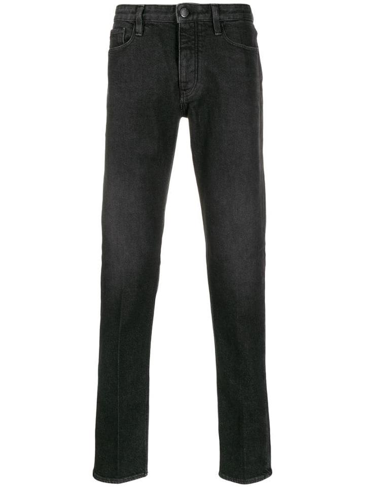 Emporio Armani Faded Slim Fit Jeans - Black