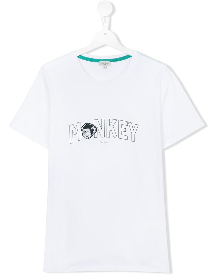 Paul Smith Junior - Monkey Print T-shirt - Kids - Cotton - 14 Yrs, White