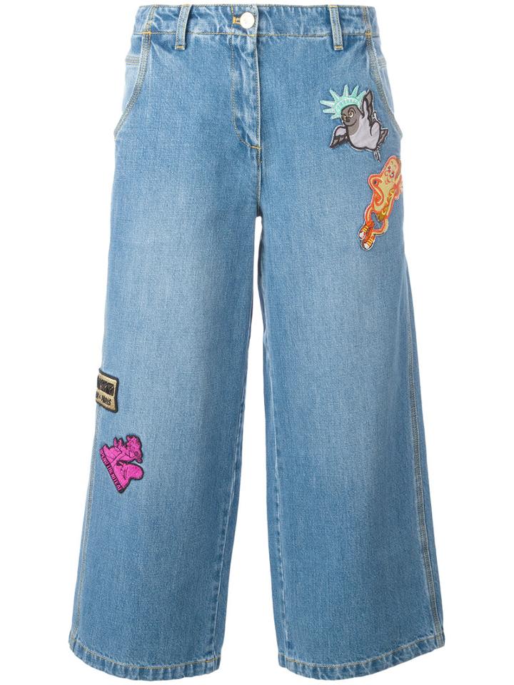 Kenzo Badge Appliqué Boyfriend Jeans, Women's, Size: 40, Blue, Cotton