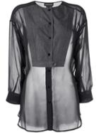 Emporio Armani - Sheer Blouse - Women - Cotton/polyester - 42, Black, Cotton/polyester