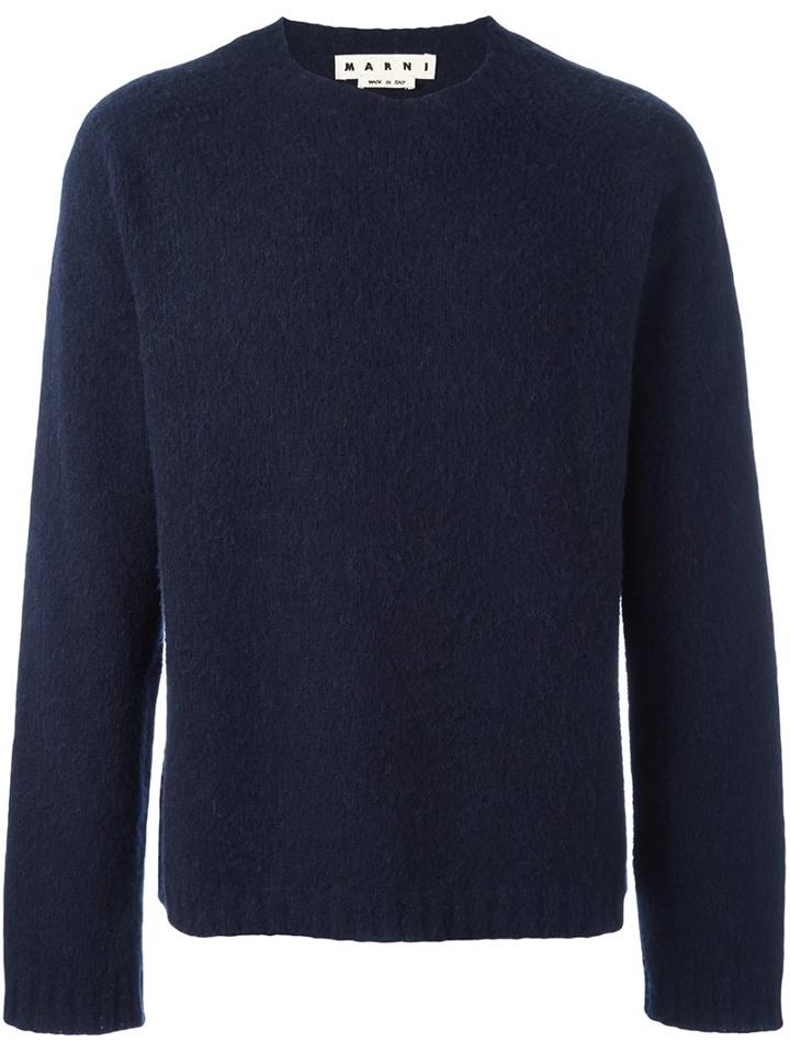 Marni Crew Neck Jumper, Men's, Size: 48, Blue, Polyamide/alpaca/virgin Wool
