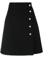 Gucci High-rise Pearl Button Skirt, Women's, Size: 42, Black, Silk/polyester/viscose/wool