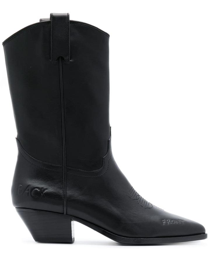 Ash Fire Cowboy Boots - Black