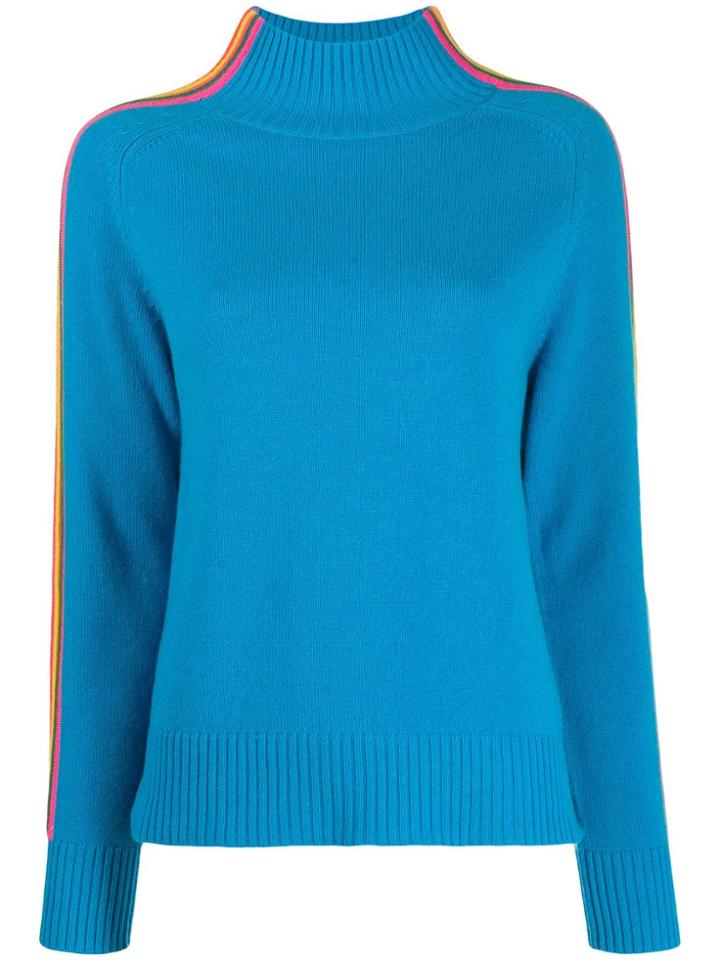 Chinti & Parker Contrasting Stripes Detail Jumper - Blue